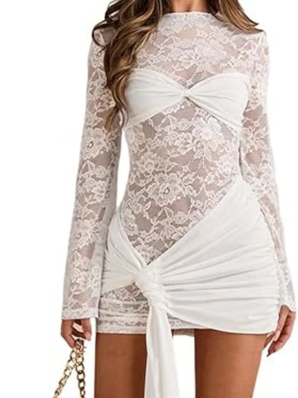Women's Floral White Lace Mini Bodycon Dress - NWT